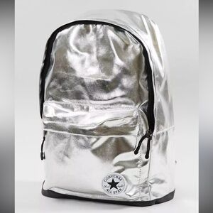 Converse Metallic Silver large Backpack NWT